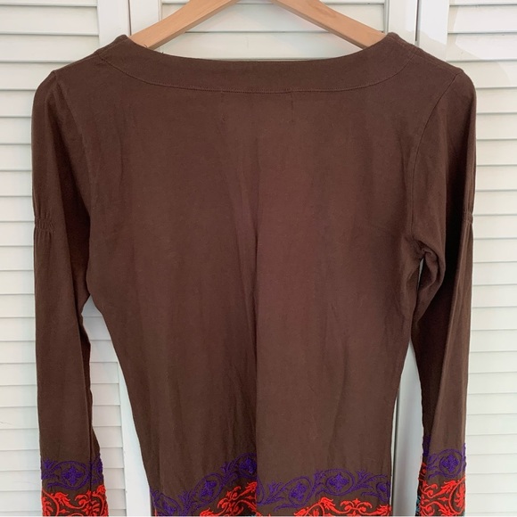 Johnny Was JWLA Blouse Womens S Brown Floral Embroidered Tunic Peasant Boho Top - Picture 6 of 14